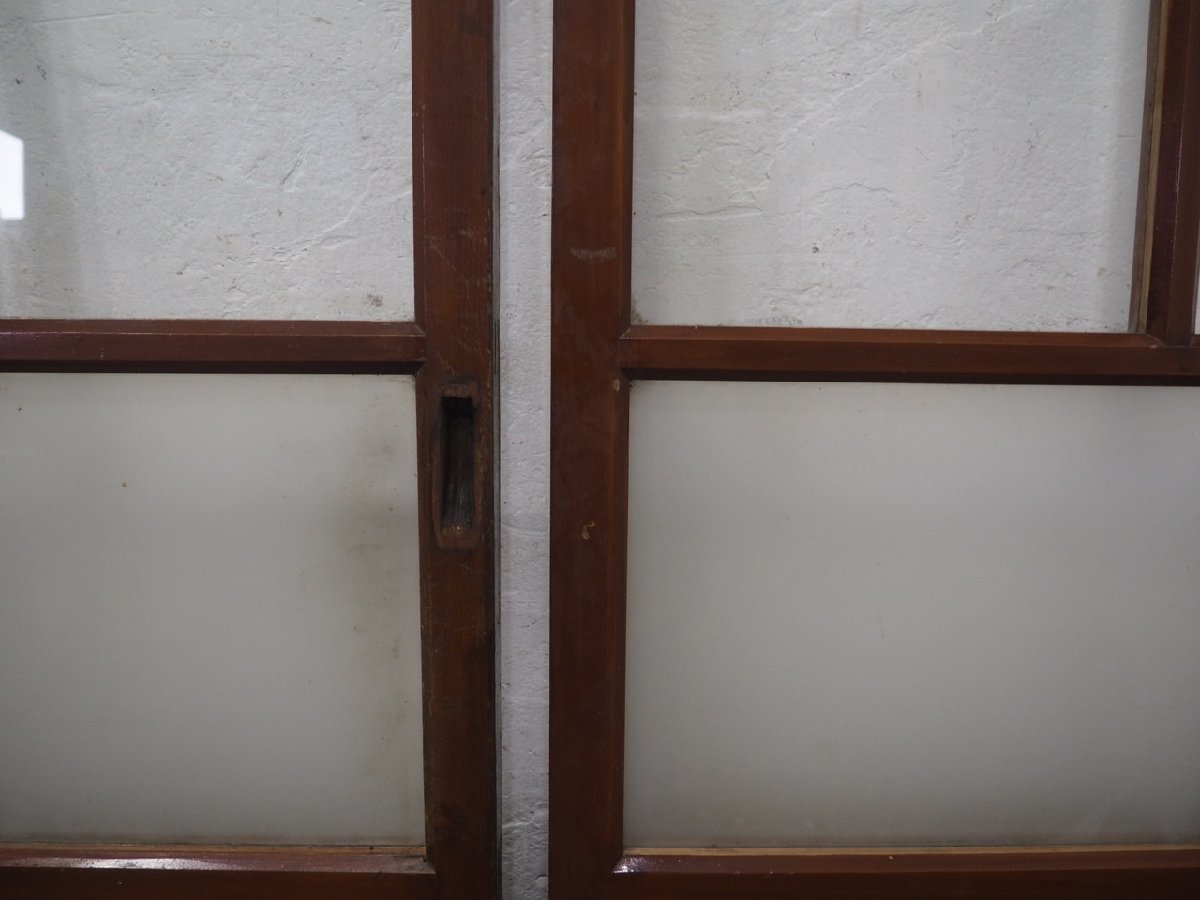 taH0762*(2)[H176cm×W92cm]×2 sheets * antique * taste ... exist old wooden glass door * fittings sliding door entranceway door old Japanese-style house reform retro L pine 