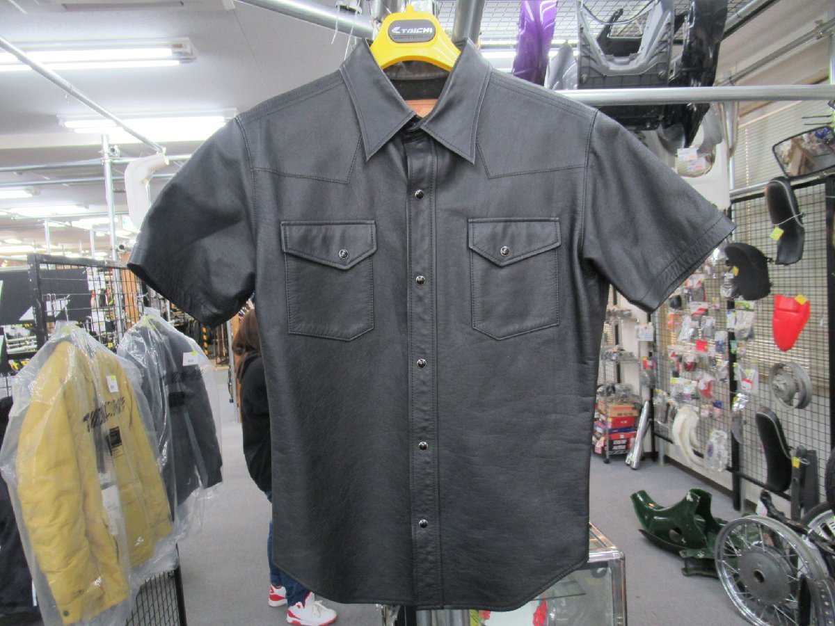 P-BOMBER　レザーシャツ　ブラック　サイズS_画像1