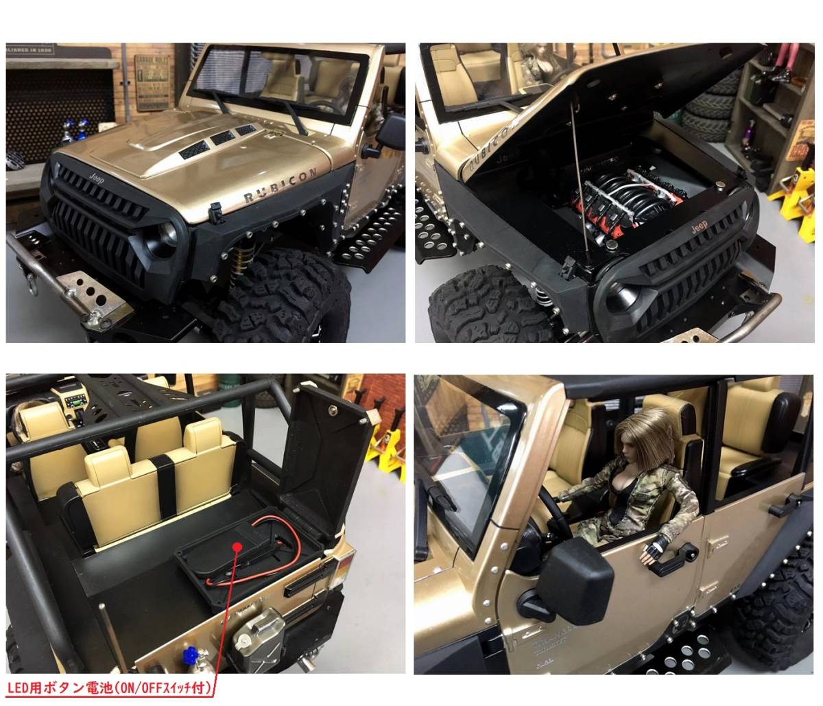 AUSTAR SCX10 Jeep RUBICON ジープ ルビコン KYX製オープン樹脂ボディー クローラーRC 動画有り axial Traxxas_画像7