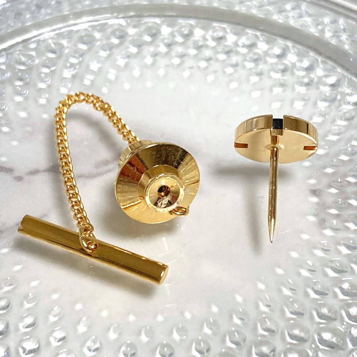【美品】GIVENCHY ジバンシィ ジバンシー タイタック ラペルピン ピンブローチ 4Gロゴ ゴールド×ブラック
