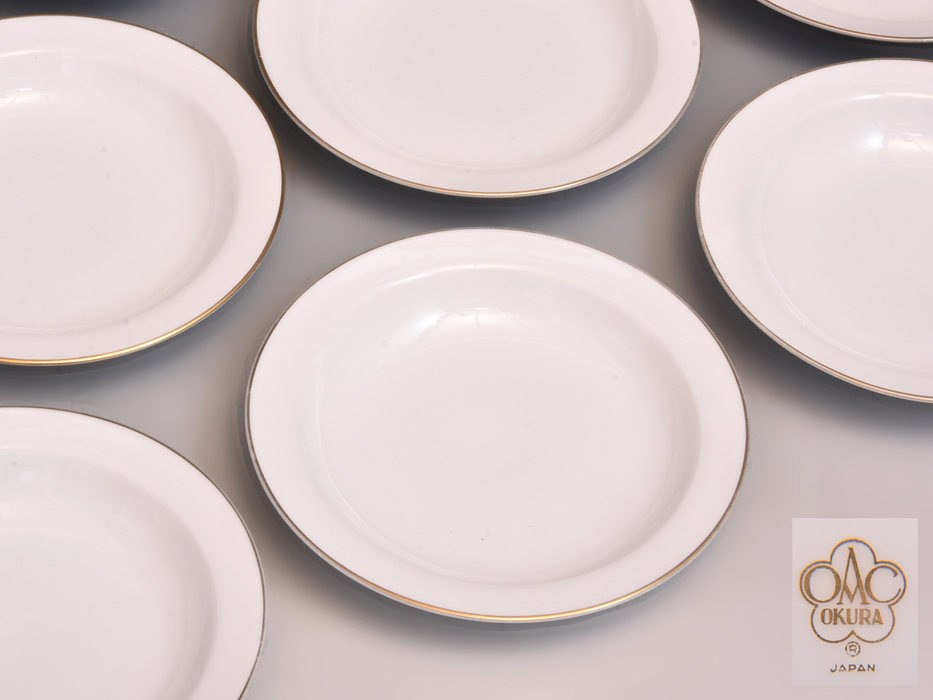 大倉陶園 ゴールドライン（リムシェープ）14cm デザート皿 白磁 金彩 10枚 陶磁器 洋食器 西洋美術  z2918kの画像1