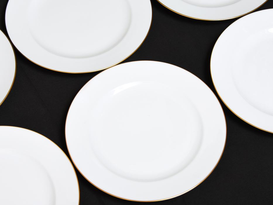 大倉陶園 ゴールドライン（リムシェープ）２５．５cm ミート皿 ６枚 白磁 金彩 陶磁器 洋食器 西洋美術 OKURA ART CHINA　　z3364o_画像5