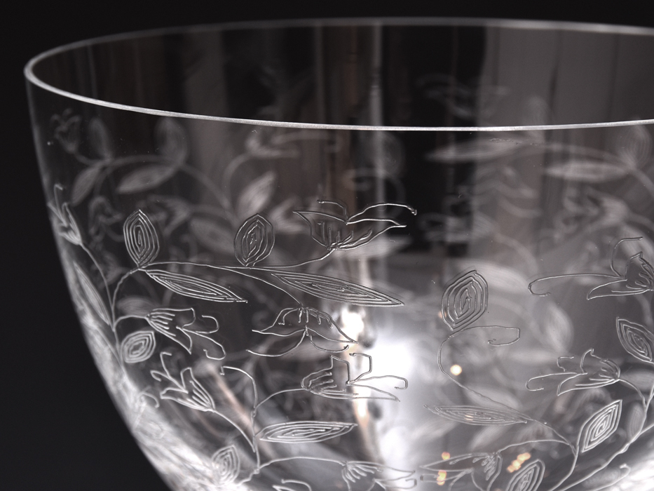BOHEMIA Crystalea ボヘミア フラワーベース 草花図 クリスタルガラス チェコ ハンドカット 花瓶 花器 花生 西洋美術 b7528n_画像6
