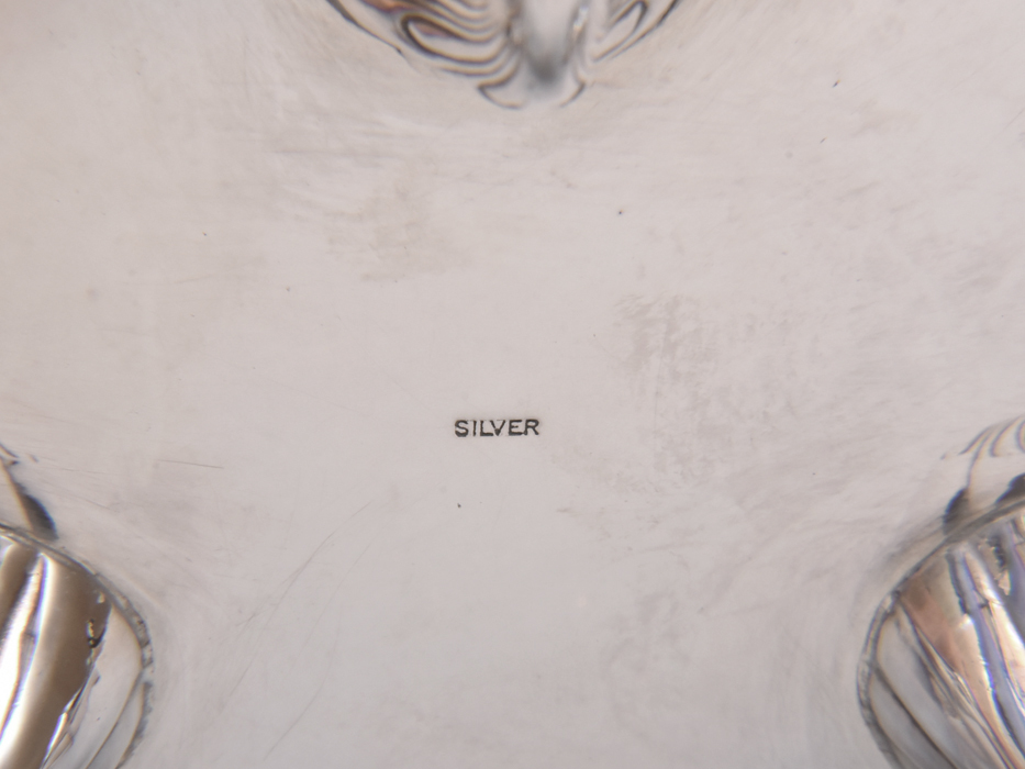 三越（造）銀製 手付コンポート 透かし柄 総重量：360g 専用箱 シルバー 現代工芸 金属工芸 美品 z2673kの画像9