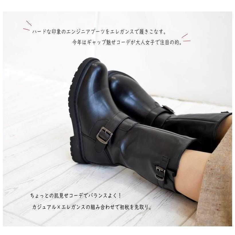 新品送料無料♪超人気 インヒール エンジニアブーツ ミドル 黒ブーツ BOOTS 22cm_画像2
