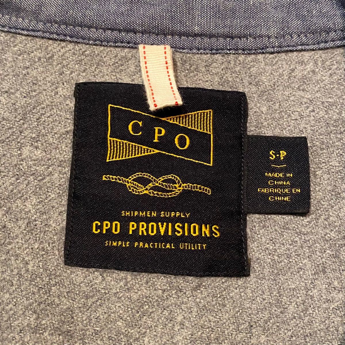 CPOプロビジョンズ CPO PROVISIONS エルボーパッチ ネルシャツ S グレー オリジナル ビンテージ ミリタリー US NAVY USN 60s 70s 80s 90s_画像3