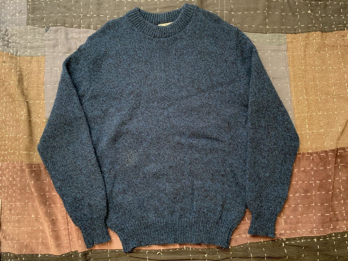 超可爱の 80s エルエルビーン USA製 アメリカ製 セーター ニット vintage ウールニット ビンテージ llbean 黒青ミックス 90s 男性用