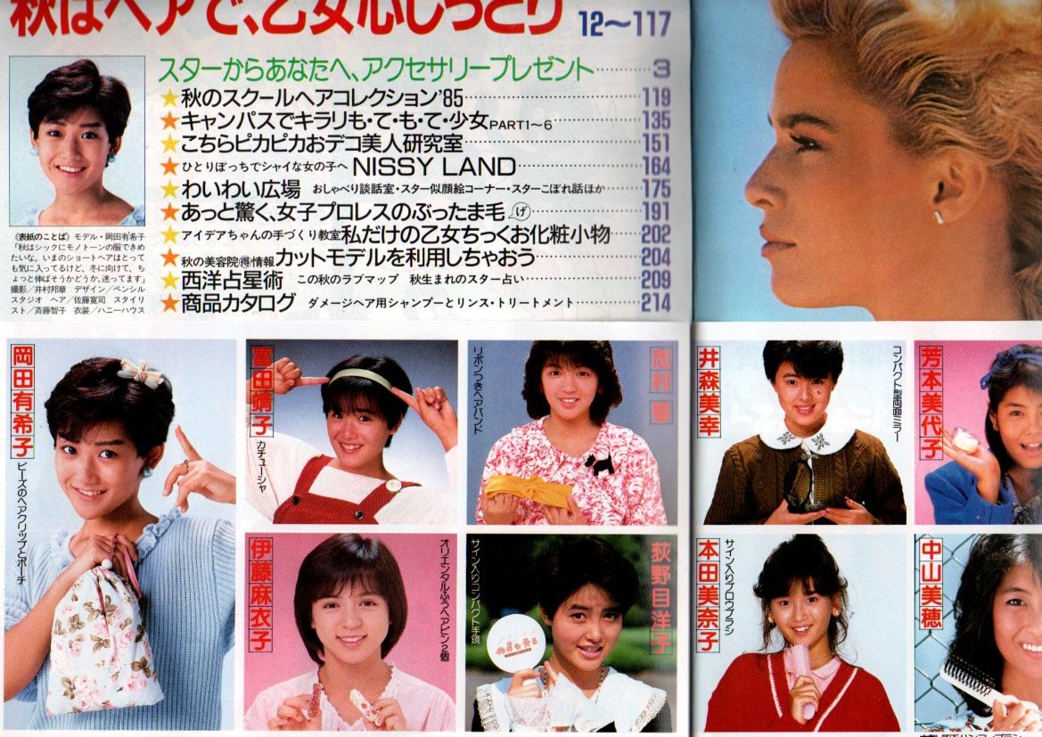 S2881 superior article appendix attaching shining star hair catalog 85 autumn number anonymity delivery click post 1985 year Showa era 60 year Okada Yukiko Nakamori Akina Honda Minako 