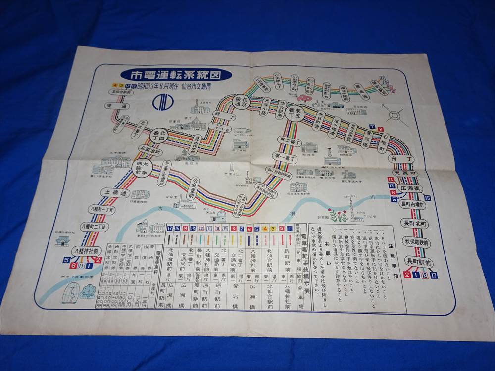 Yahoo!オークション - T323a 仙台市電運転系統図 昭和33年8月 Yahoo!オークション - T323a 仙台市電運転系統図 昭和33年8月