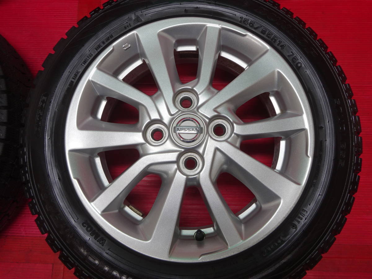 日産 デイズ純正14インチホイール 4本 4.5J +46 4H 100 DUNLOP WINTER MAXX 155/65R14 スタッドレスタイヤ ルークス モコ 軽 NISSAN DAYZ_画像2
