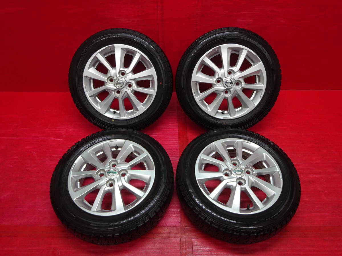 日産 デイズ純正14インチホイール 4本 4.5J +46 4H 100 DUNLOP WINTER MAXX 155/65R14 スタッドレスタイヤ ルークス モコ 軽 NISSAN DAYZ_画像1