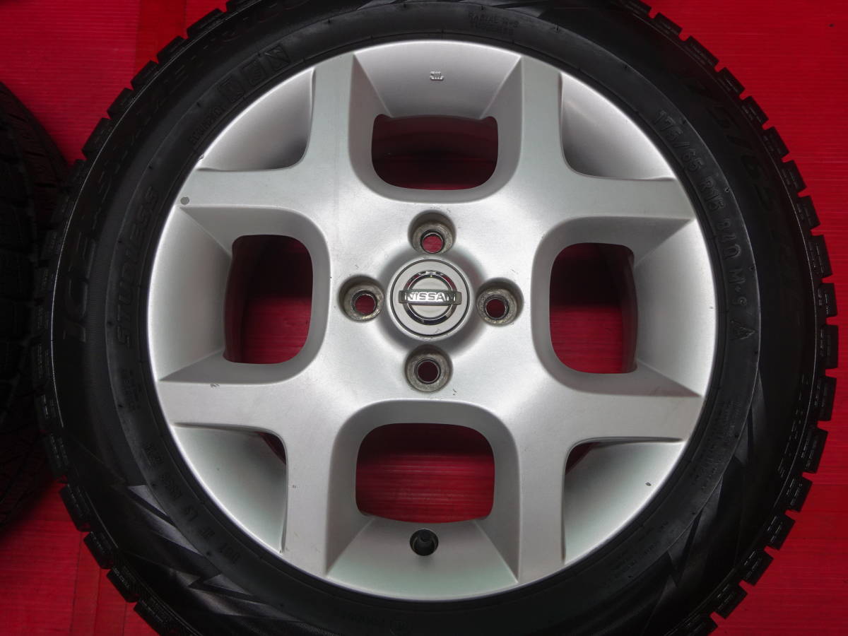 日産 キューブ純正15インチホイール 4本 5.5J +50 4H 100 PIRELLI ICE ASIMMETRICO 175/65R15 スタッドレスタイヤ ノート NISSAN CUBE