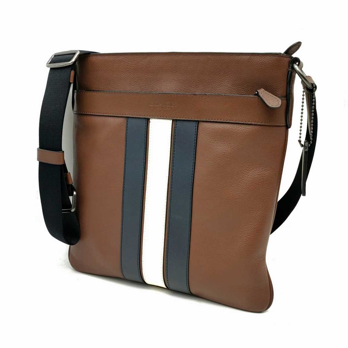 送料無料 美品 COACH コーチ メンズ ショルダーバッグ ヴァーシティー