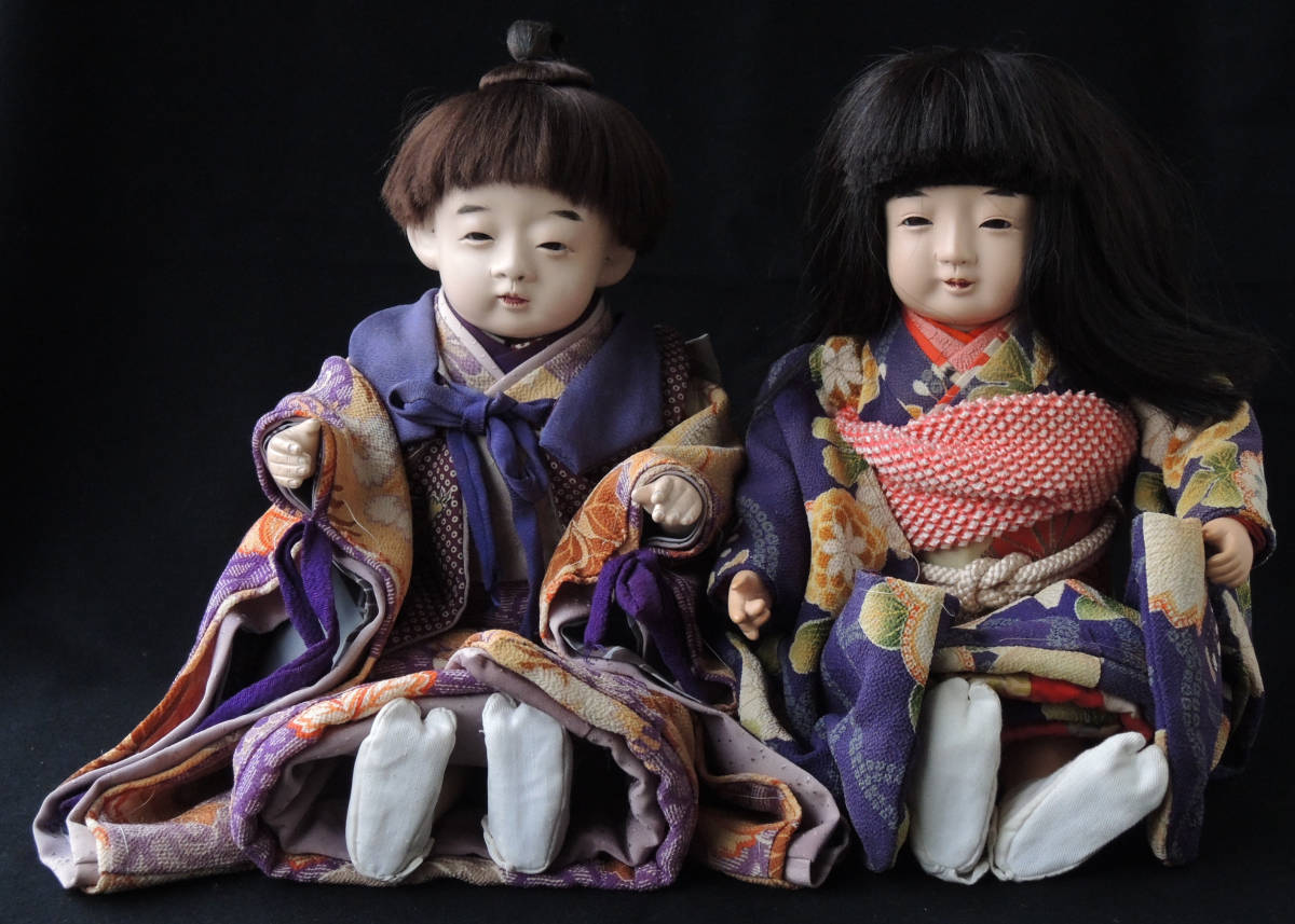 ○藤村明光作・可愛い市松人形・2体/生き人形自由ポーズ人形
