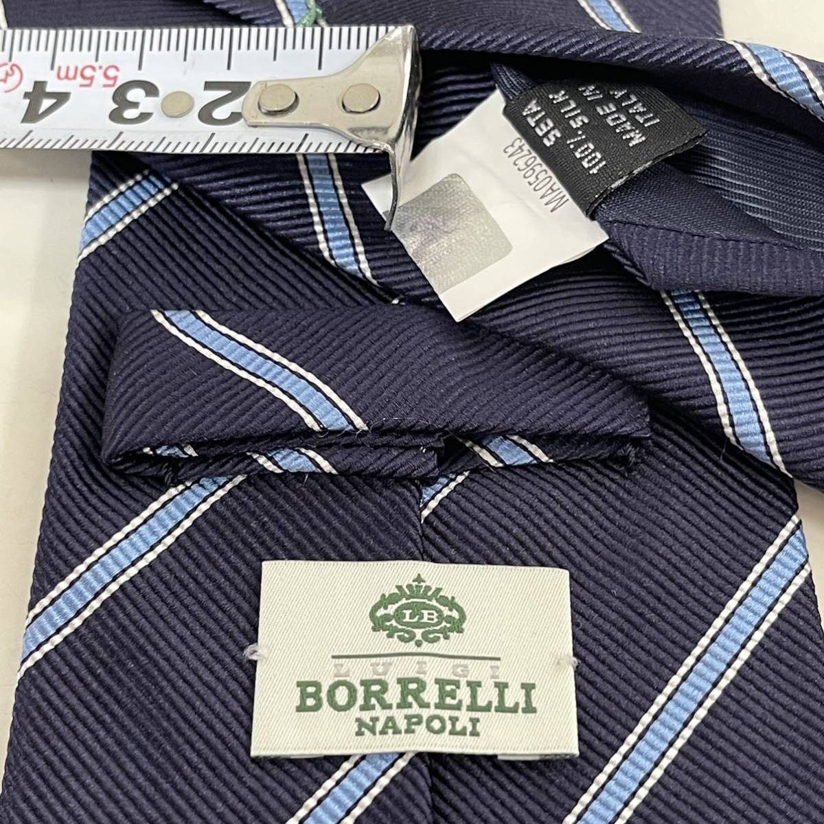 SALE】 LUIGI BORRELLI（ルイジボレッリ） ネイビーストライプネクタイ