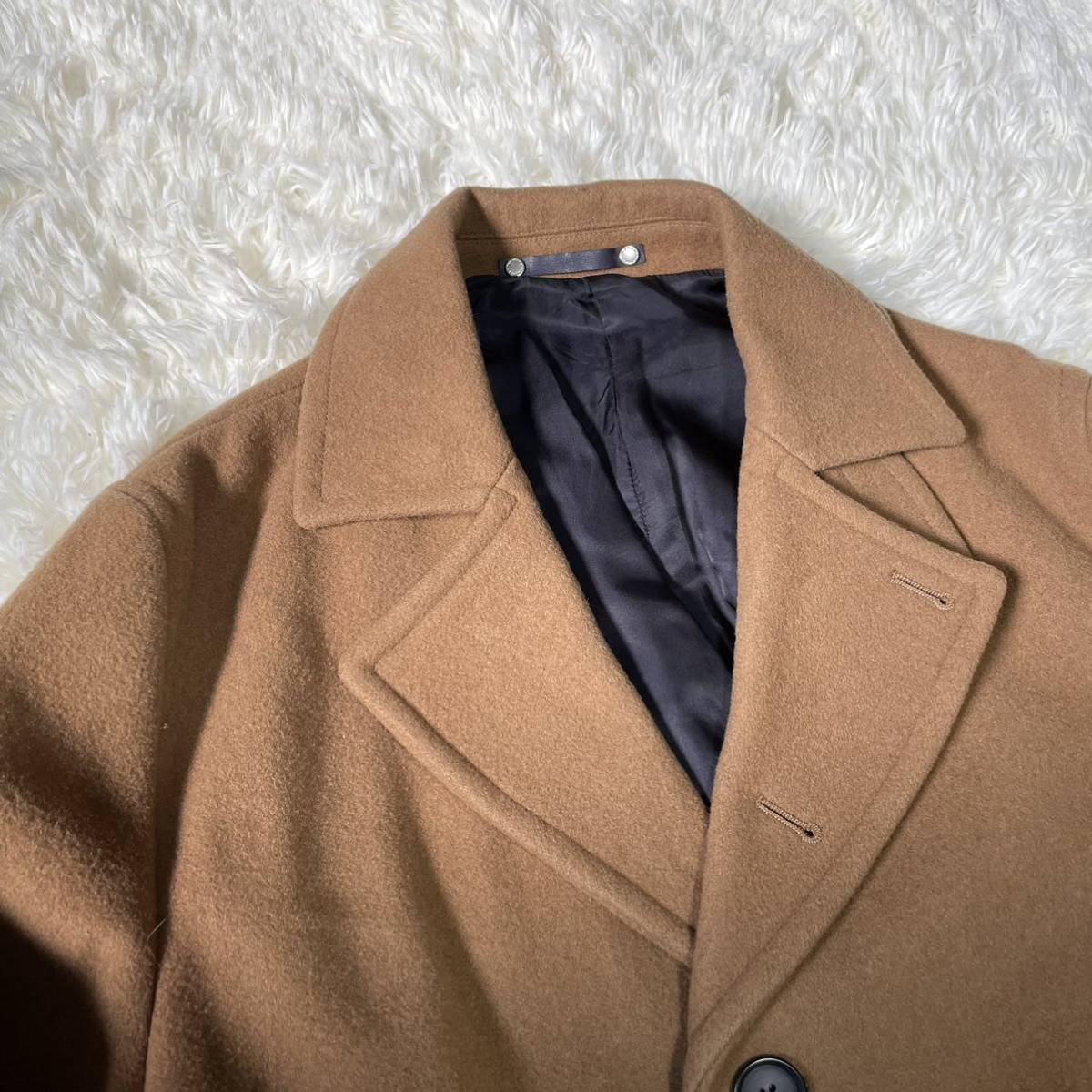 「 極美品 Lサイズ 」 PS Paul Smith ポールスミス 漂う英国紳士 コート 総柄 メルトンコート ウール キャメル 冬服 メンズ ピーコート