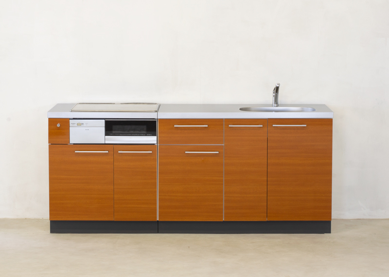 W195cm 120cm右＋75cmベース 鏡面木目 セパシステム キッチン ビルトインコンロ型 ※水栓コンロ別途