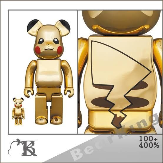 BE@RBRICK ピカチュウ GOLD CHROMEver.100% 400%-