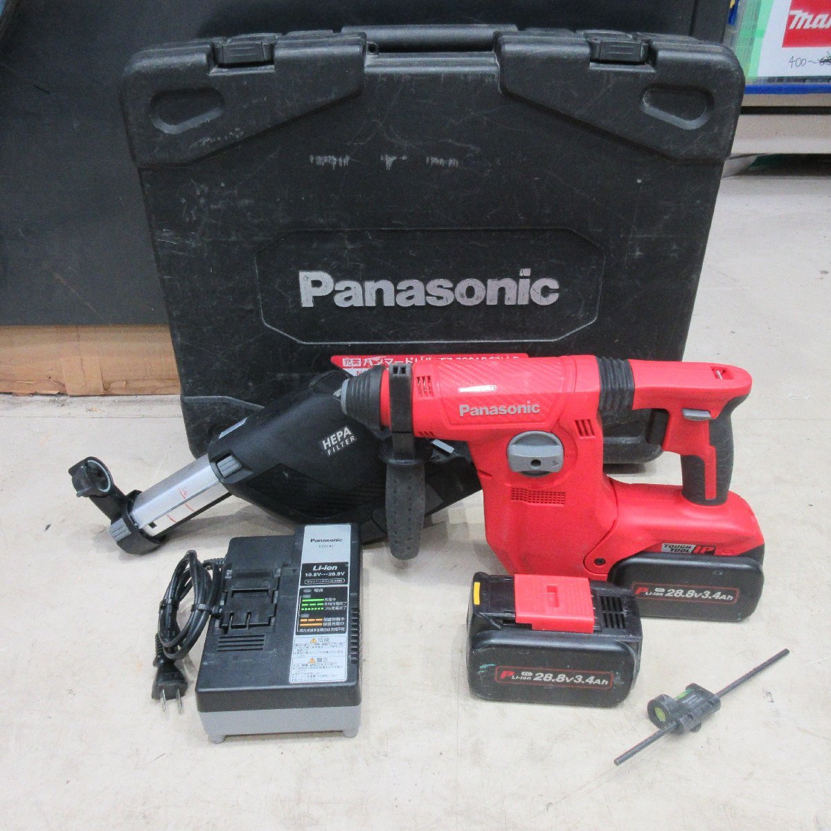 ランキングや新製品 【中古品】★パナソニック(Panasonic) コードレスハンマドリル EZ7881PC2V-R 集塵システム付☆フルセット☆ 本体