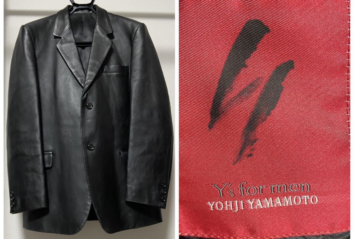 送料込み　Y's for men 90s 赤タグ レザージャケット yohji yamamoto ヨウジヤマモト vintage MY-J50-770 テーラードジャケット 本革