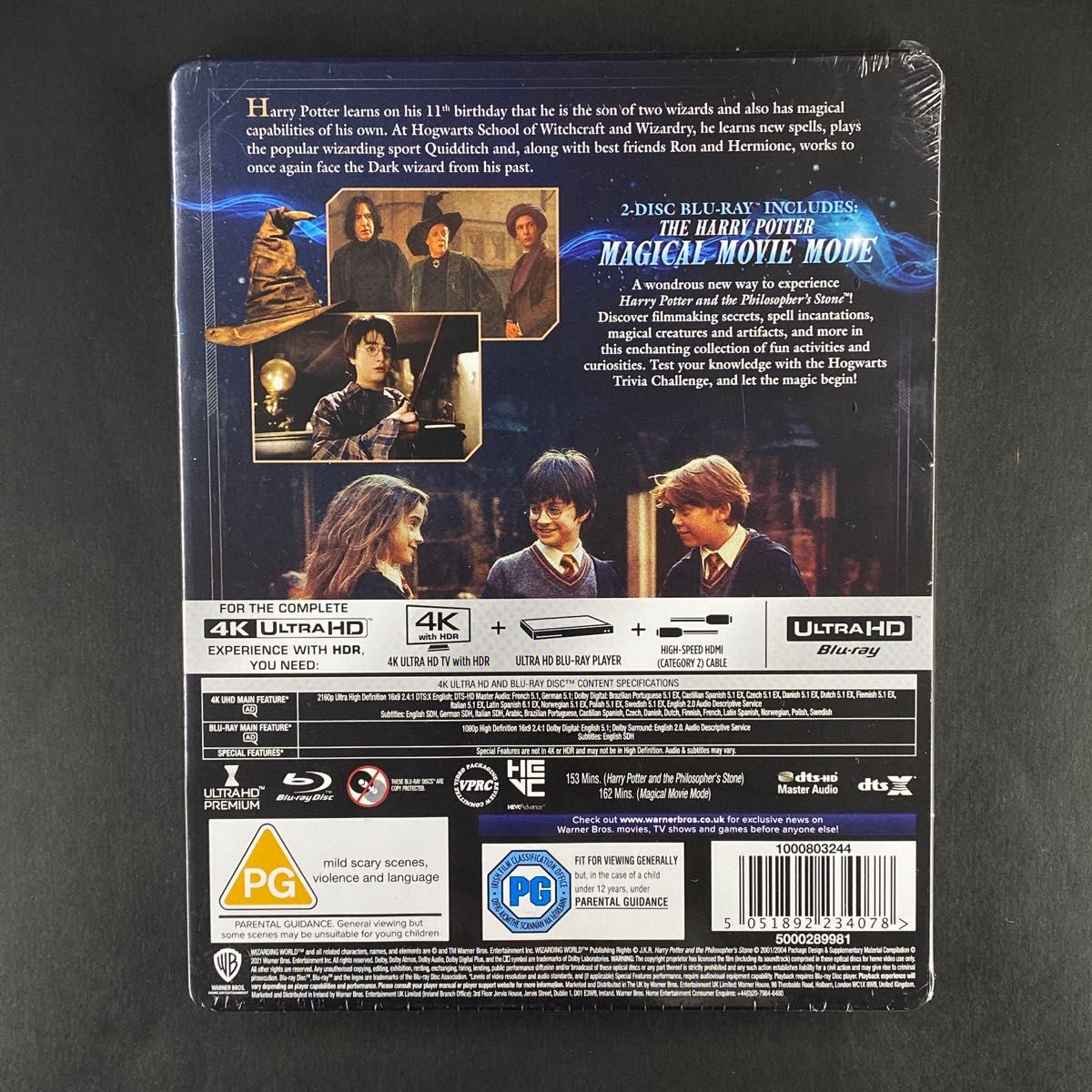 ハリー・ポッターと賢者の石 20th 4K Ultra HD Blu-ray スチールブック 3枚組　海外版 新品未開封　