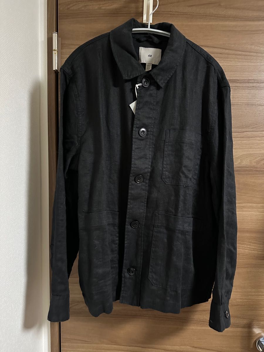 リネンシャツジャケット　ブラック