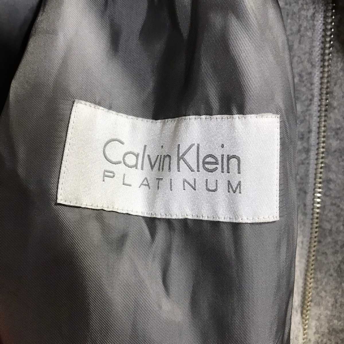 H1380dL 日本製《Calvin Klein カルバンクライン》サイズ36 (S～M位) スタンドカラーコート グレー メンズ オンワード樫山 ウールコート _画像3