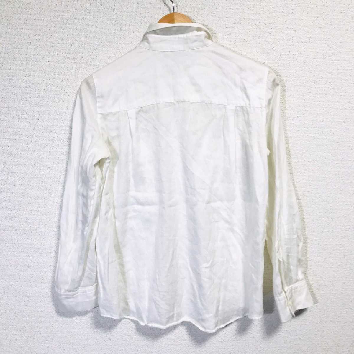 H1459dL《iCB アイシービー》サイズ9 (M位) 長袖シャツ ブラウス ホワイト 白 レディース 綿100% オンワード樫山 コットンシャツ シンプル_画像2