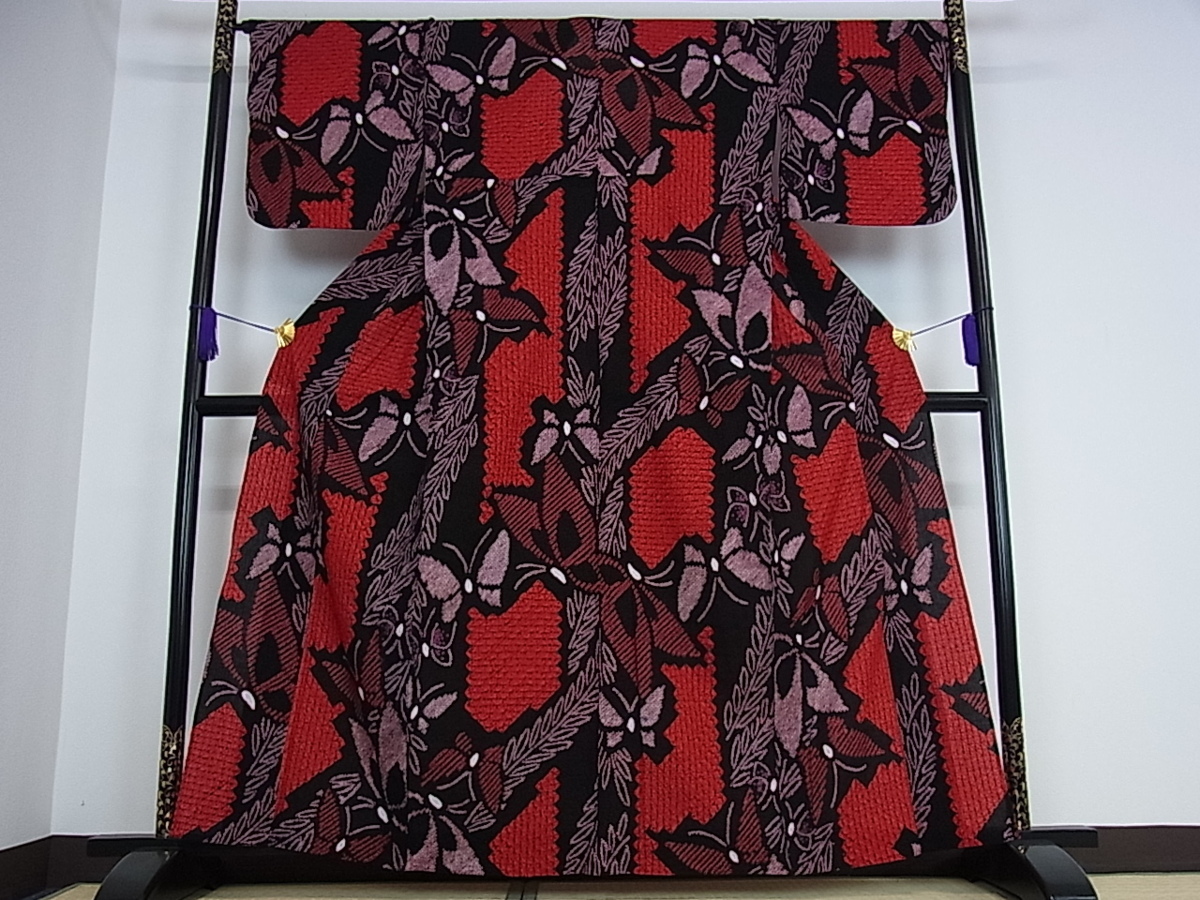 定番人気! 平和屋■夏物 有松鳴海絞り 浴衣 伝統工芸品 裄丈68cm 身丈161.5cm 舞蝶文 黒地 綿 逸品 2s500440 その他 定番人気! 平和屋■夏物 有松鳴海絞り 浴衣 伝統工芸品 裄丈68cm 身丈161.5cm 舞蝶文 黒地 綿 逸品 2s500440 その他