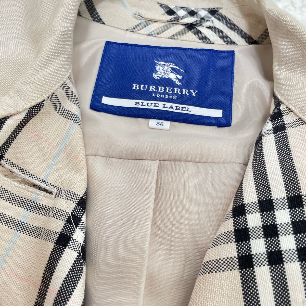 BURBERRY BLUE LABEL ベルト付トレンチコート ミドル丈 38-