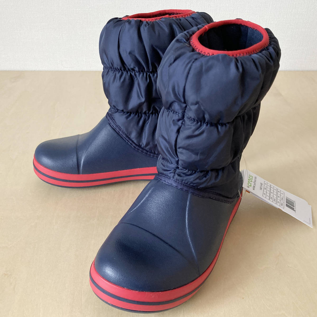 【1点限り】19.5cm ネイビー クロックス ウィンター パフ ブーツ crocs winter puff boot kids navy/red 19.5cm/J1 14613-485 キッズ_画像1