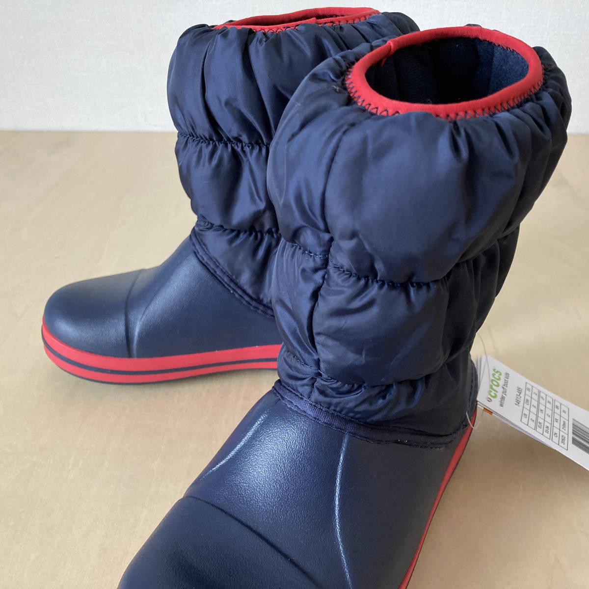 【1点限り】19.5cm ネイビー クロックス ウィンター パフ ブーツ crocs winter puff boot kids navy/red 19.5cm/J1 14613-485 キッズ_画像2