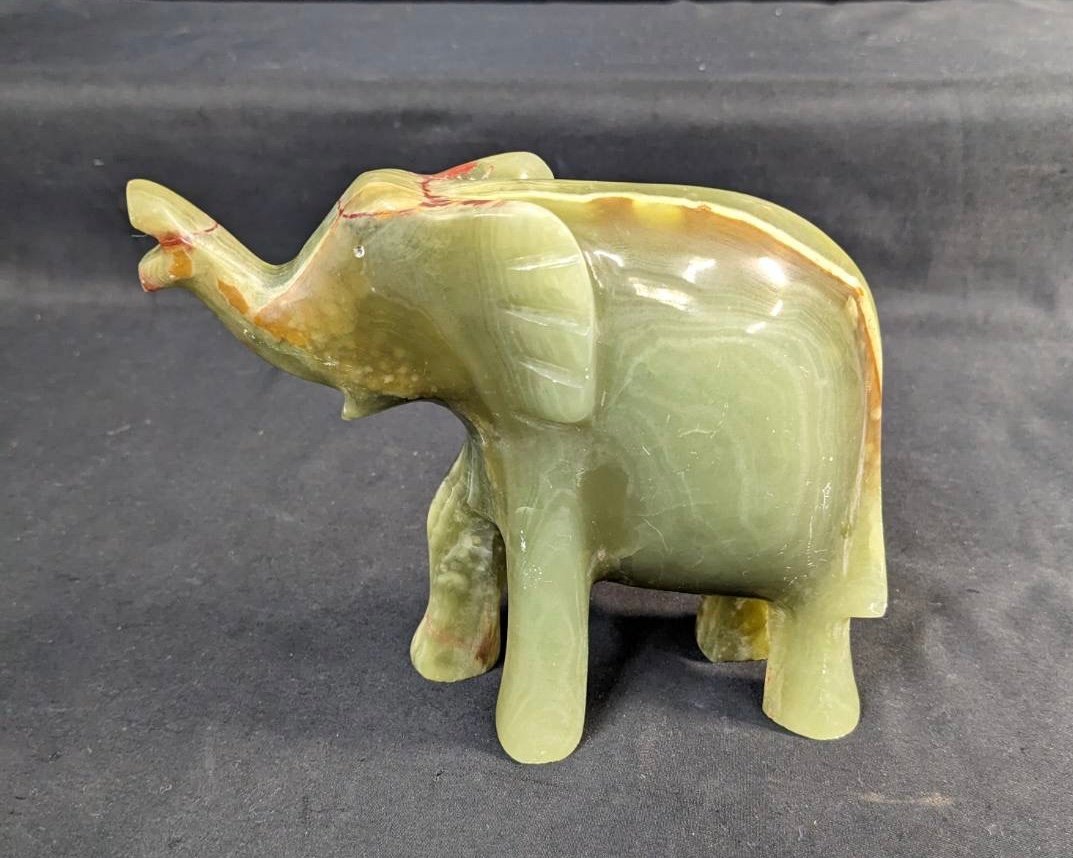 大理石　象の置物 インド 大理石 象の置物 細工 華