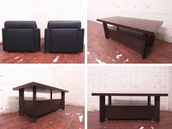 ■美品■KOKUYO/コクヨ■最高級■CE22■黒本革張り■ハイクラスモダン■エグゼクティブ/役員用■豪華/応接4点セット■114万■smm4454t_画像7