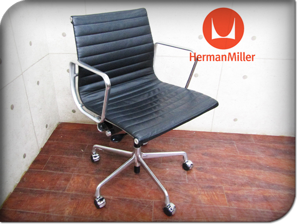 Herman Miller/ハーマンミラー/イームズ/最高級/ヴィンテージ/アルミナムグループ/黒本革/マネージメントチェア/デスクチェア/41万smm4852m