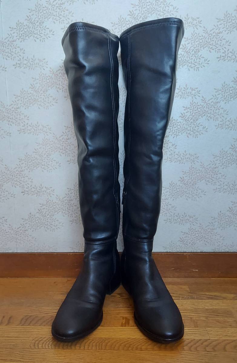 新品】 FRAY Boots レザー ロング ブーツ 古着 サイハイブーツ 黒