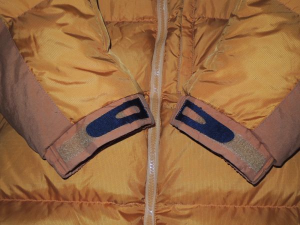 90s Marmot マーモット フード付き ダウンジャケット XLサイズ オレンジ 生地切替 ダブルジップ グースダウン オールド ビンテージ_画像8