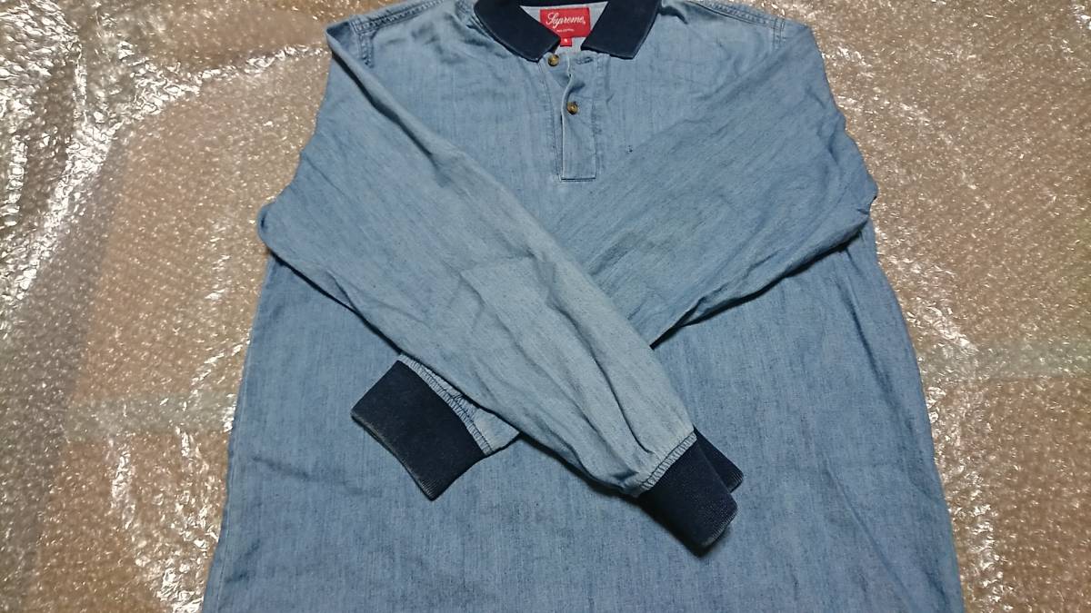 SUPREME　DENIM　LOGO　polo shirt　シュプリーム　デニム　ロゴ　ポロシャツ　ロンT　ロング　Tシャツ　TEE　S_画像4