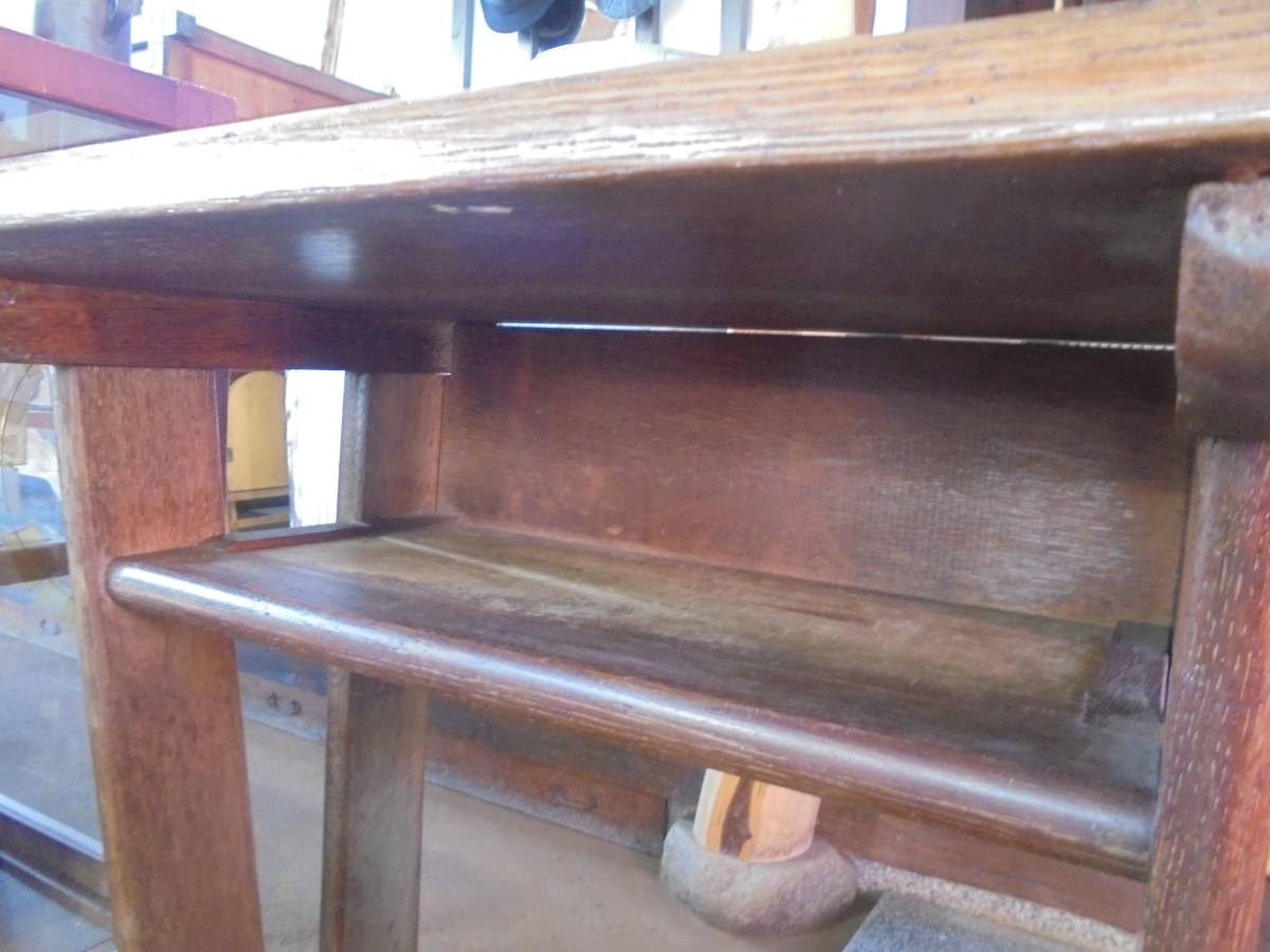 【古い木製学習机】1966年デスク椅子一体型チェア古道具アンティーク学校インテリア箪笥フック収納スペース家具ベンチガーデニング_画像6