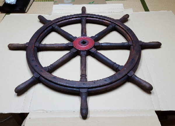 ヤフオク 船 舵 ハンドル 木製 最大直径1m6cm アンティー