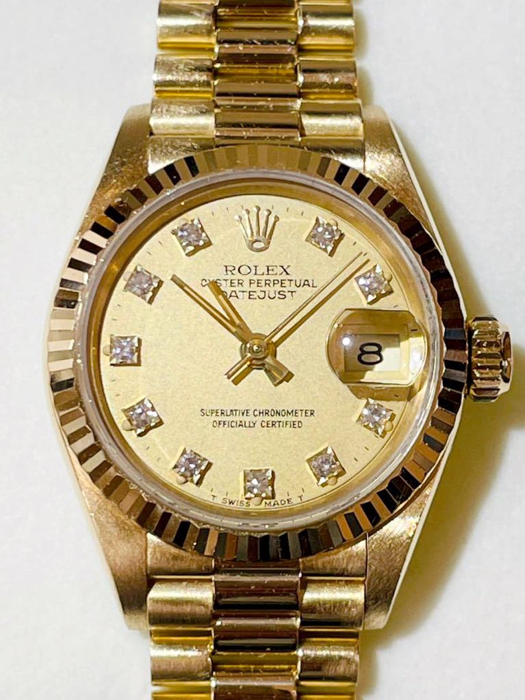 けします ROLEX デイトジャスト69178G 10Pダイヤ レディース腕時計の