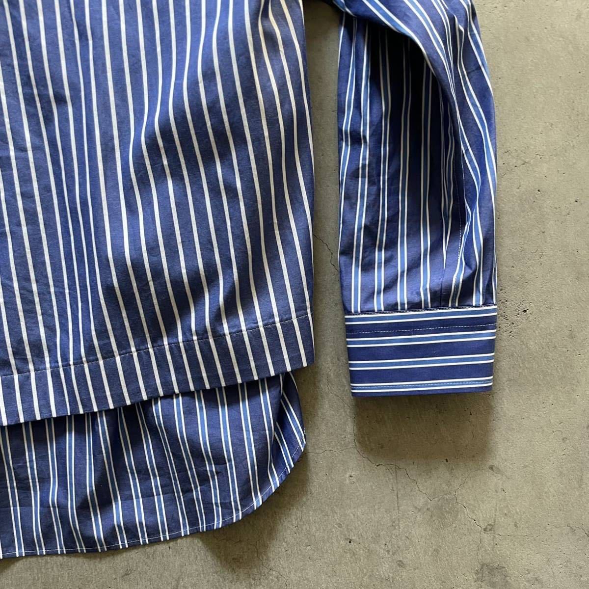 22aw sacai サカイ / Stripe Layered Shirt ストライプレイヤードシャツ / size 3 / ストライプ 長袖シャツ