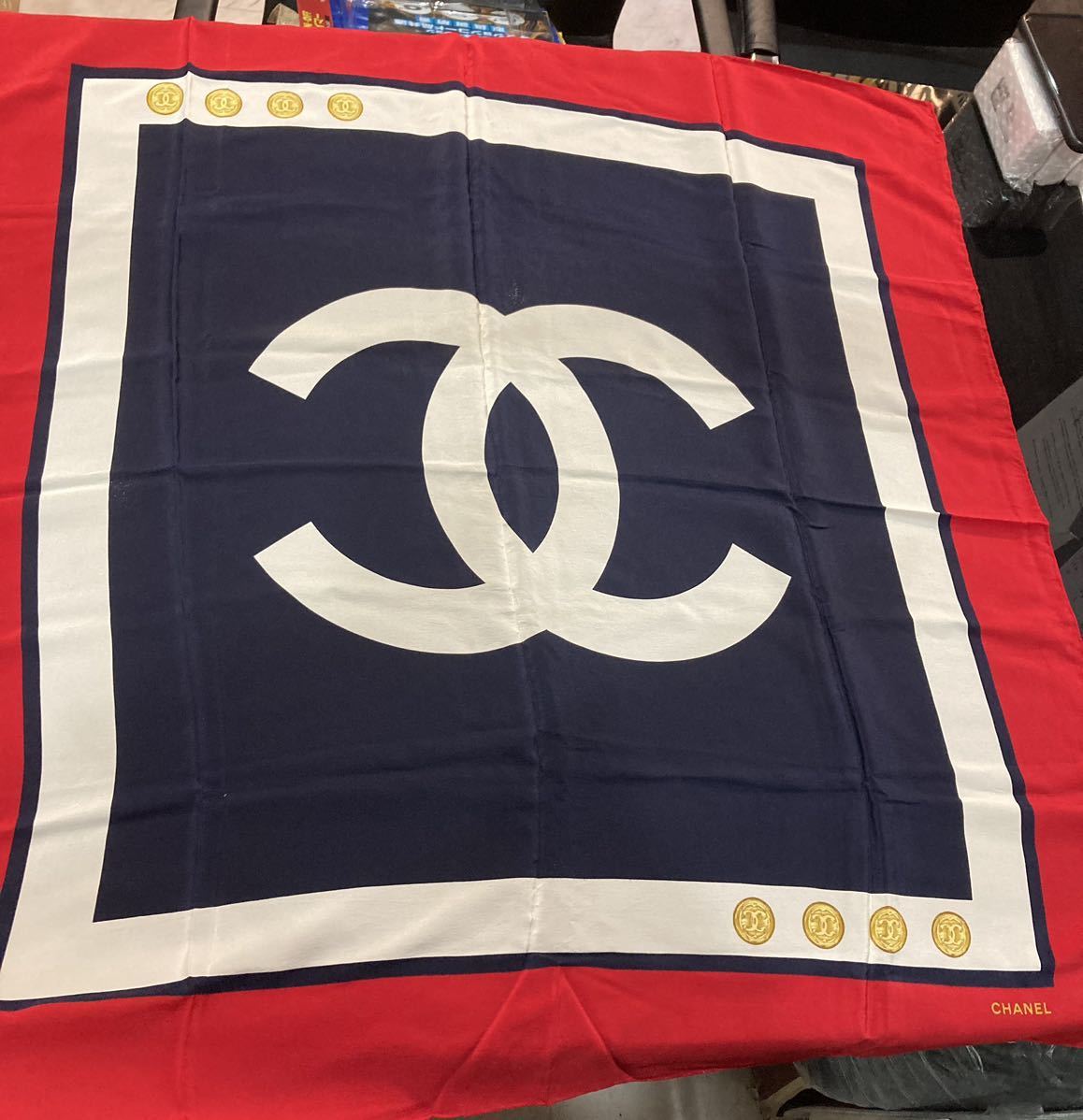 96%以上節約 良品□CHANEL シャネル スカーフ 大判 シルク 総柄