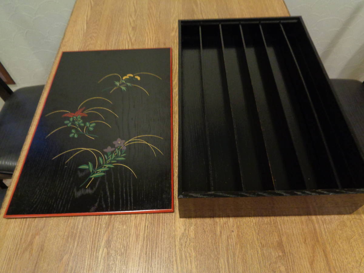 京都 象彦 漆器秋草の絵 保存箱 二段式 六行二段 未使用保存品 紙箱