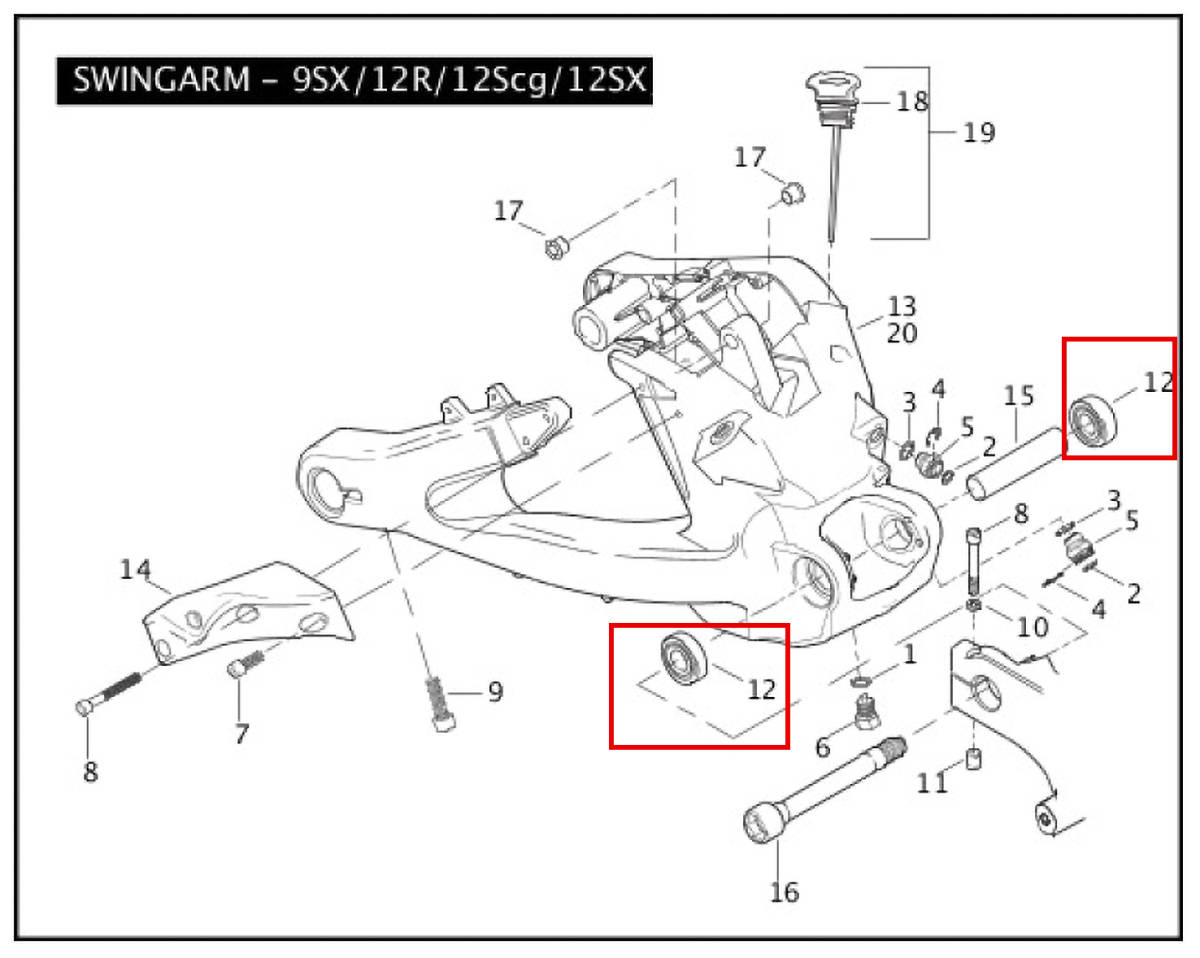 BUELL XB model 2002~2010 year correspondence Swing Arm bearing for 1 vehicle 2 piece set 