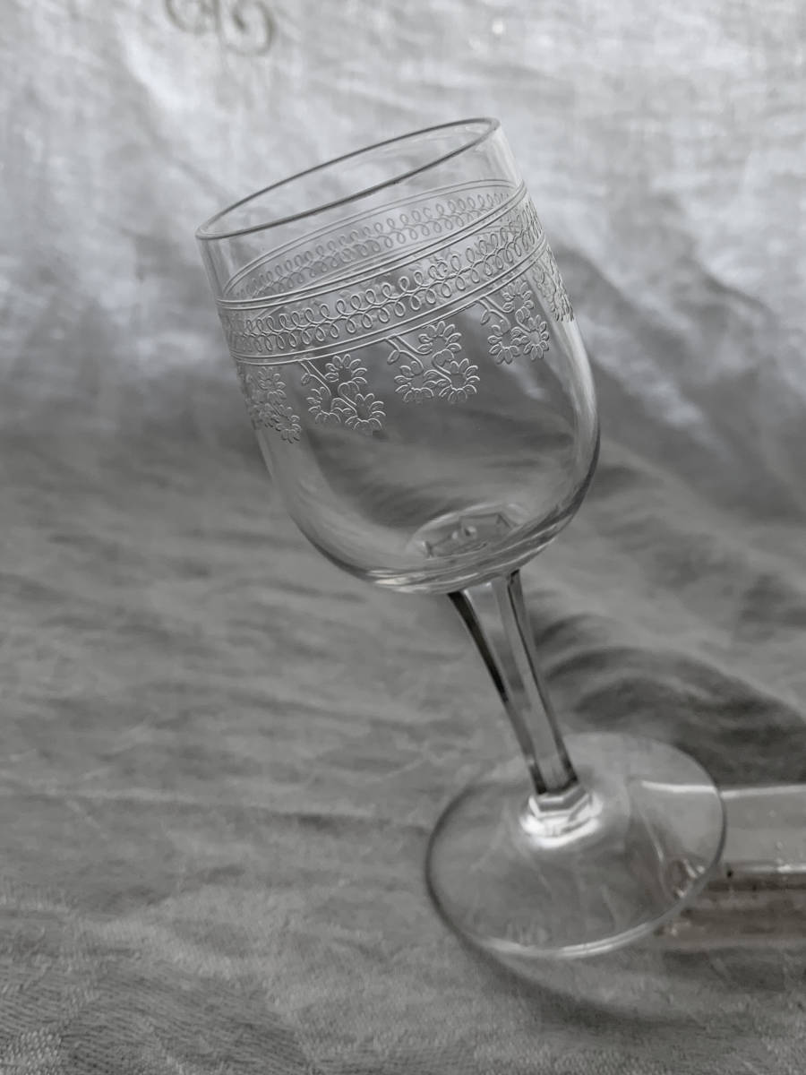 フランス 1903s BACCARAT オールド バカラ ポンパドール POMPADOUR 12cm グラス クリスタル ガラス ワイン 19世紀  骨董 アンティーク 1