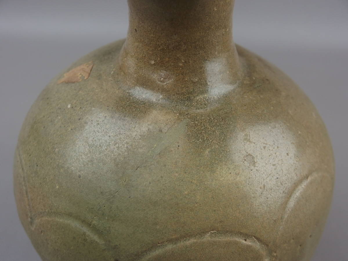 大人の上質 骨董・茶道具】☆李朝 高麗青磁盤口瓶 dr043sl.1 徳利 花道 華道 李朝