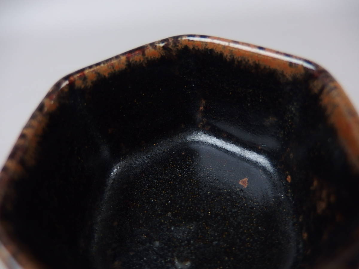 [ антиквариат * чайная посуда ]* старый Seto . старый Seto ** шестиугольник большие чашечки для сакэ чашечка для сакэ dr102ub. посуда для сакэ sake кубок 
