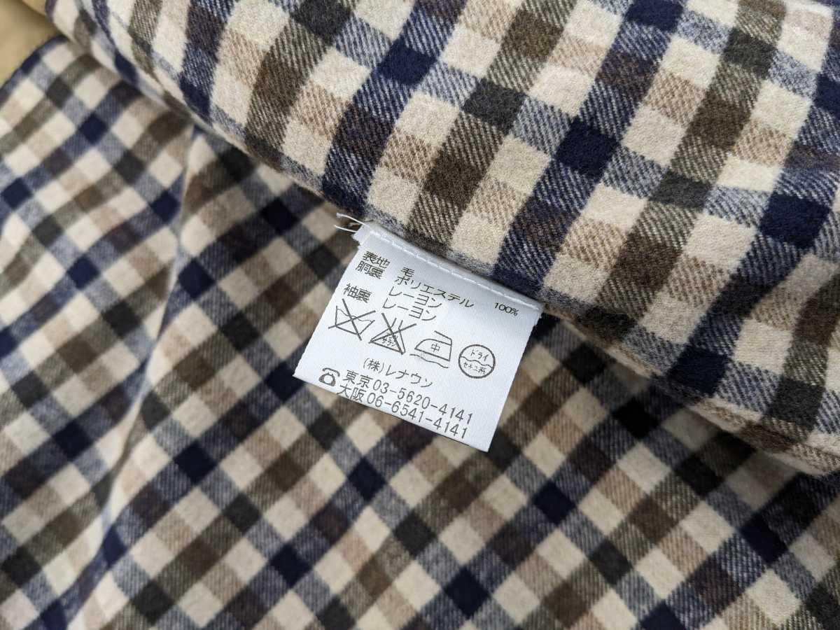 Aquascutum アクアスキュータム ステンカラーコート 裏地チェック サイズXL ウール 6106757-83 イングランド製_画像9