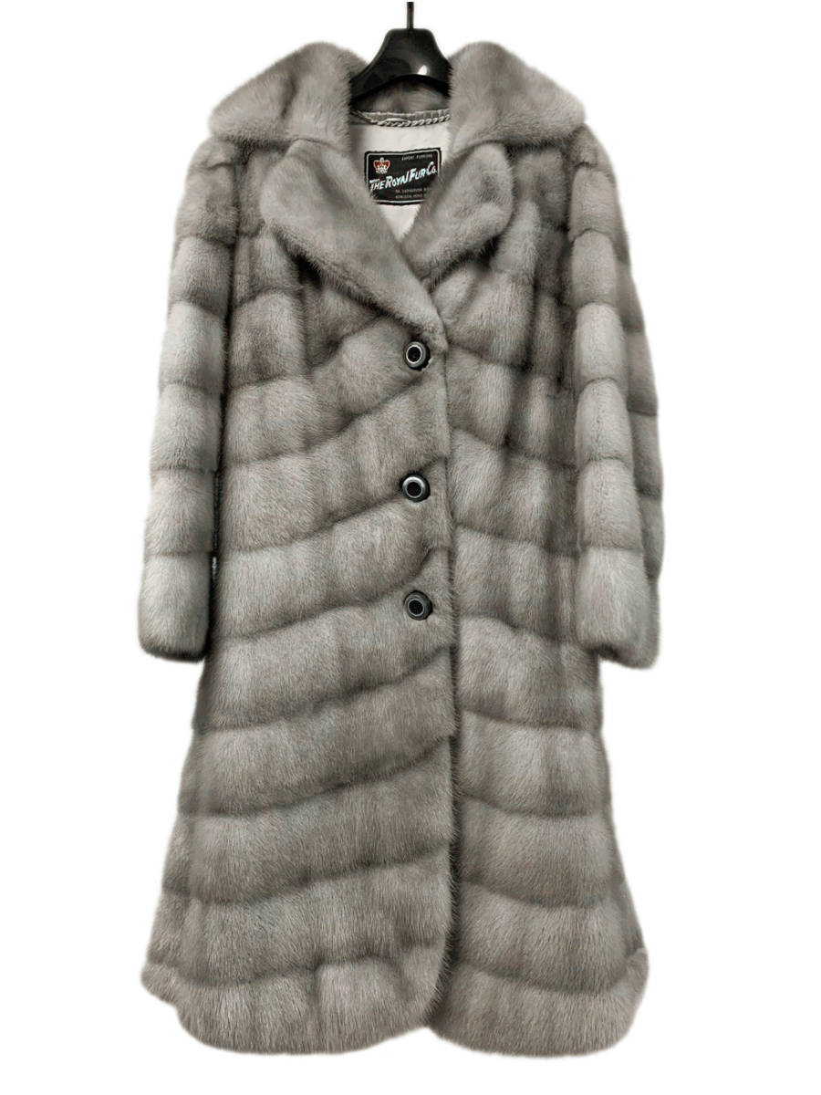 驚きの価格 良品 サファイヤミンク 毛皮コート ミンクコート 横段